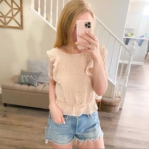 Loveshackfancy pink ruffle top